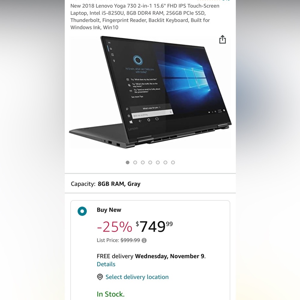 Lenovo Yoga 730 2n1 15” i5 processor